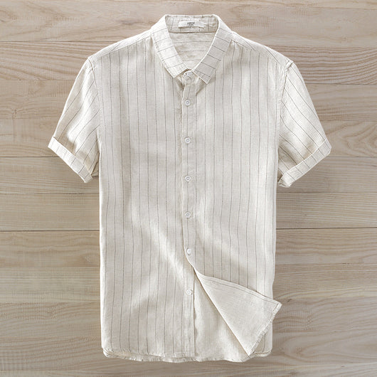 Camisa Manga Corta a Rayas para Hombre - Image 8