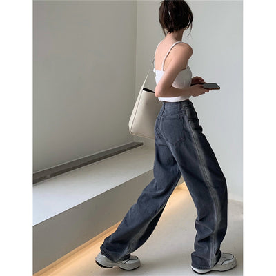 Pantalón Denim Gris Degradado Cintura Alta Ancho Suelto - Image 3