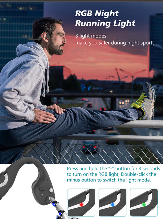 Audífonos Deportivos por Conducción Ósea con Lámpara RGB y Bluetooth IPX7 - Image 16