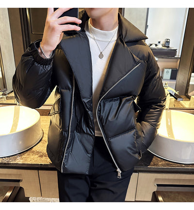 Chaqueta Acolchada de Plumas para Hombre con Cuello Clásico - Image 23