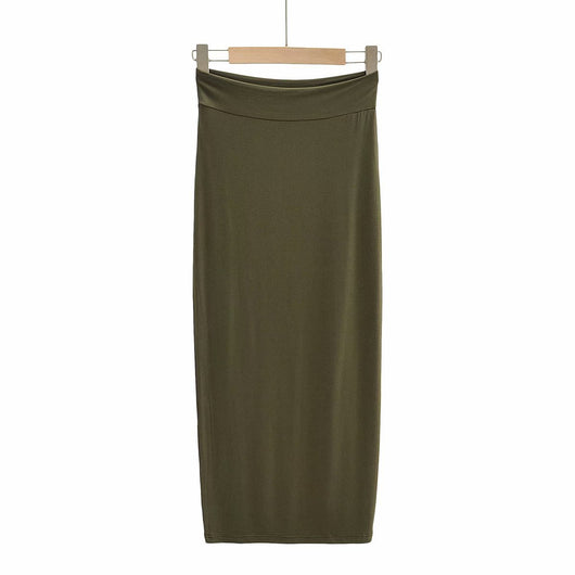 Falda Elástica Cintura Alta Slim Fit Largo Medio - Image 7