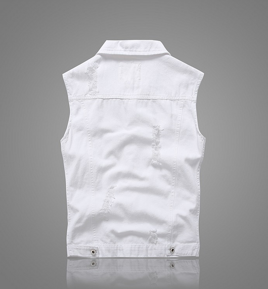 Chaleco Denim Blanco con Bolsillos y Detalles Rotos - Image 13