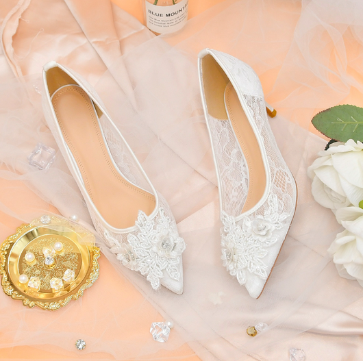 Zapatos de Novia con Encaje Blanco Floral - Image 12