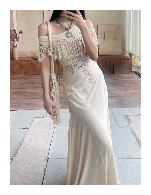 Vestido Bohemio Fishtail con Borlas - Cuello Redondo Ajustado para Verano - Image 14