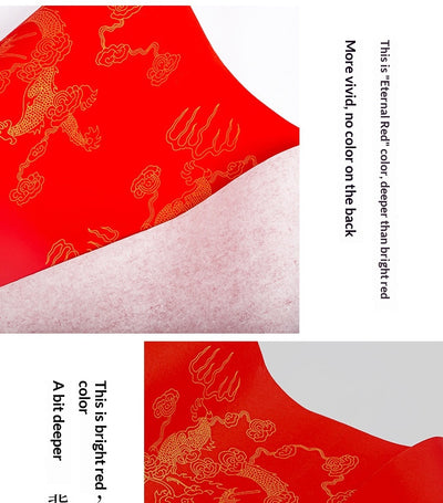 Papel para Caligrafía con Dragón Dorado y Patrones de Nubes Auspiciosas - Image 15