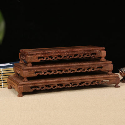 Soporte Exhibidor para Tetera de Barro Púrpura con Base de Madera Maciza Caoba - Image 6