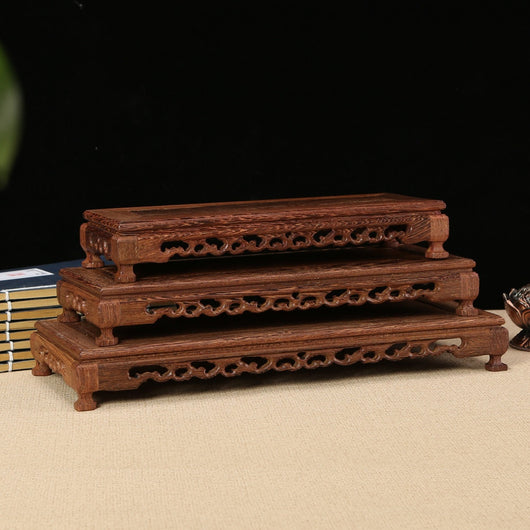 Soporte Exhibidor para Tetera de Barro Púrpura con Base de Madera Maciza Caoba - Image 6