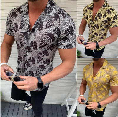 Camisa de Manga Corta Estampado Hojas de Coco para Hombre - Image 8
