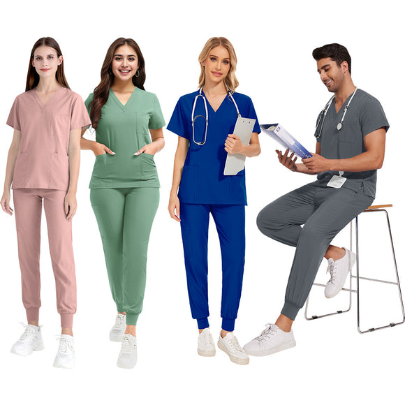 Conjunto de Uniformes Médicos para Hombre con Tela Elástica y Secado Rápido