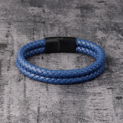 Pulsera de Cuero Multicapa con Aleación para Hombre - Diseño Negro Elegante - Image 11