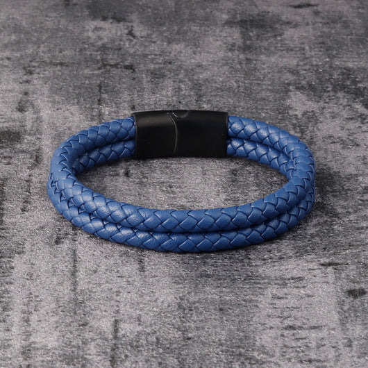 Pulsera de Cuero Multicapa con Aleación para Hombre - Diseño Negro Elegante - Image 11