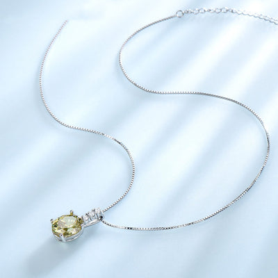 Collar Colgante de Plata Esterlina con Circón Verde Manzana Ovalado Vintage - Image 6