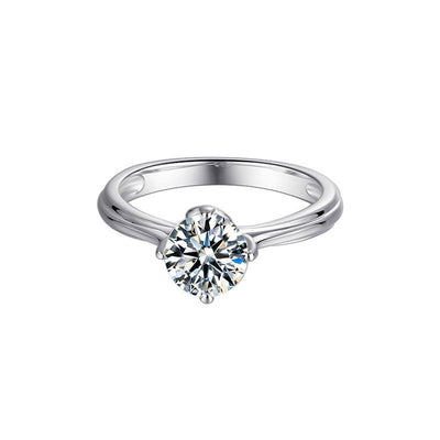 Anillo de Plata 925 Lotus Brazos Rectos con Moissanita Incrustada - Image 6