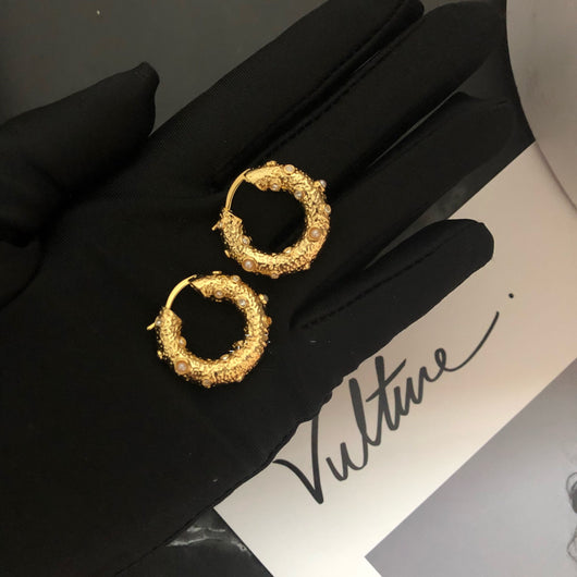 Aretes de Perla Hao Shi Círculo Dorado - Image 10