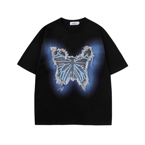 Camiseta Unisex American Street Raw con Estampado Mariposa