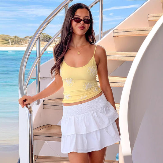 Blusa Fresca de Perlas para Mujer - Diseño Liso Verano