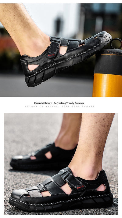 Sandalias Grandes para Hombre con Velcro y Detalles Cosidos - Image 23