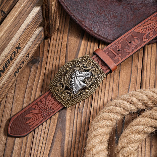 Cinturón Vaquero Retro Tallado con Personalidad para Hombre - Image 2