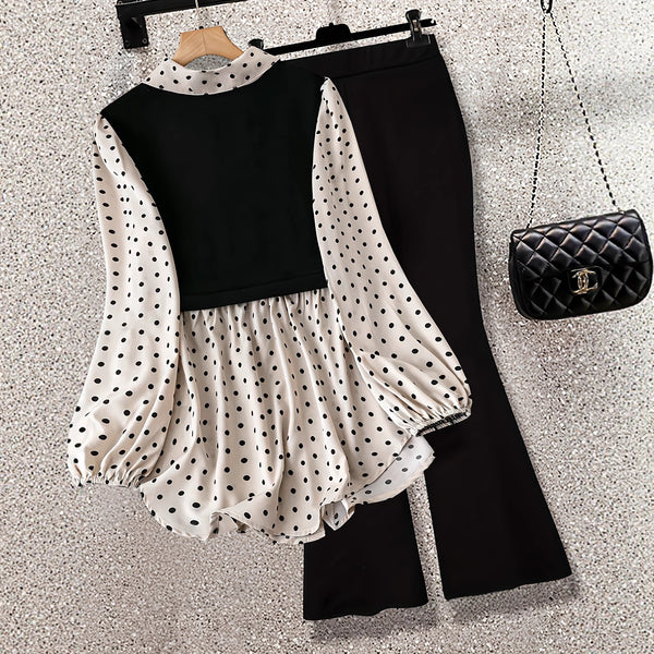 Blusa Larga Estampado Lunares con Leggings Integrados