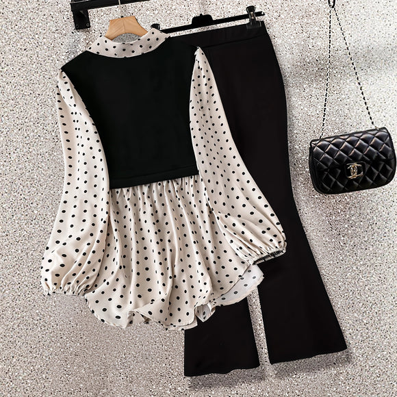 Blusa Larga Estampado Lunares con Leggings Integrados