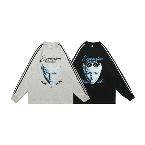 Blusa de Algodón Puro con Estampado Oversized Manga Larga