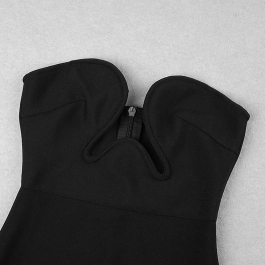 Vestido Bandage Ajustado Escote V sin Tirantes - Largo Midi con Abertura para Fiesta - Image 15