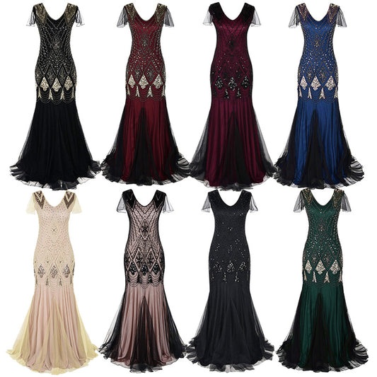 Vestido de Fiesta Talla Grande con Lentejuelas Estilo Vintage