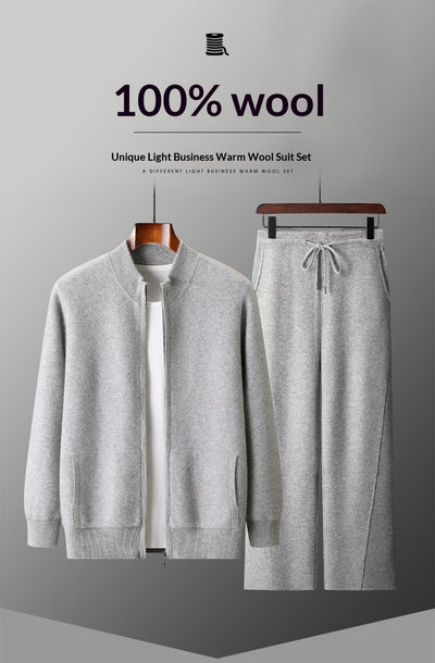 Suéter Tejido de Lana Reversible para Hombre con Cierre - Colores Sólidos - Image 14