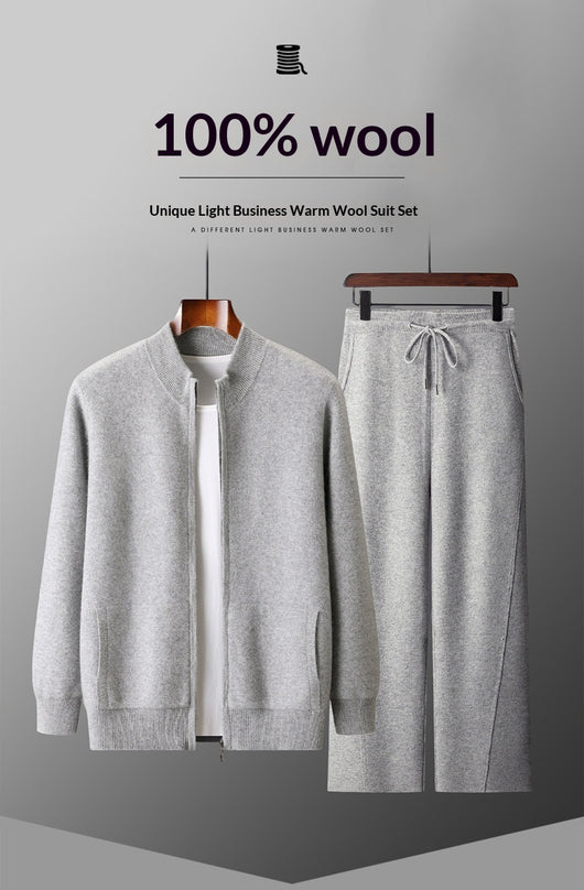 Suéter Tejido de Lana Reversible para Hombre con Cierre - Colores Sólidos - Image 14