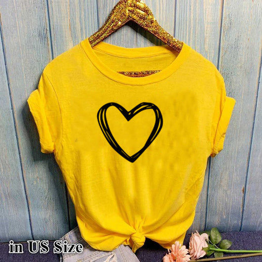Camiseta Mujer Estampado Corazón Manga Corta Suelta Casual Verano - Image 6