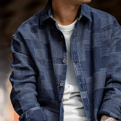 Camisa Denim Cuadros con Costuras Reforzadas - Manga Larga Casual - Image 10