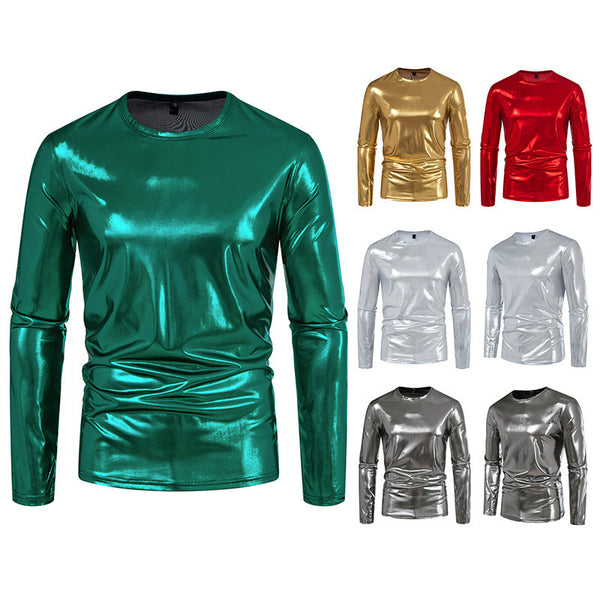 Camiseta de Manga Larga Brillante para Hombre - Base Layer de Moda