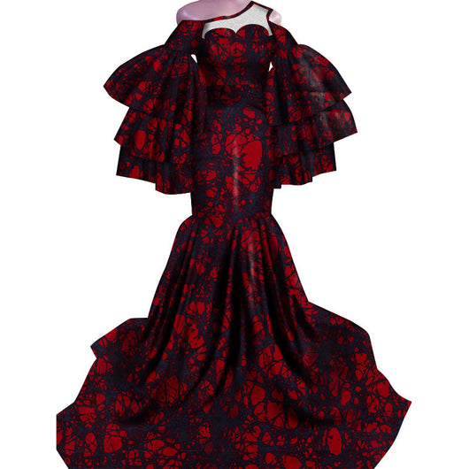 Vestido Largo Estampado Africano con Corte Sirena - Image 8
