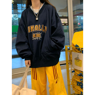 Sudadera con Capucha V-Neck Bordada de Letras para Mujer - Estilo Urbano Otoño - Image 5