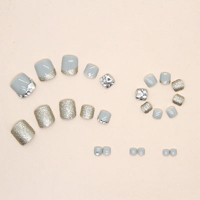 Uñas de Pie Brillantes con Diamantes Completos Champagne - Image 4