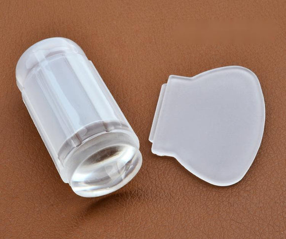 Sello de Silicona para Uñas con Cabezal Transparente y Mango Púrpura