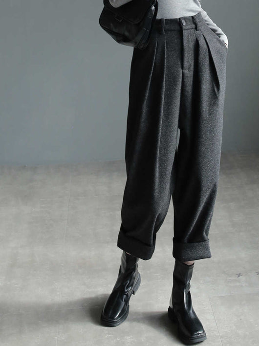 Pantalón de Lana Ancho Cropped Leisure - Diseño Slim Elegante - Image 3