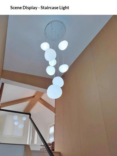 Lámpara de Araña Colgante de Cristal Cremoso para Escaleras de Doble Altura - Image 25
