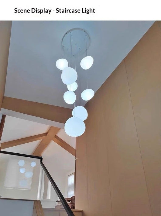 Lámpara de Araña Colgante de Cristal Cremoso para Escaleras de Doble Altura - Image 25