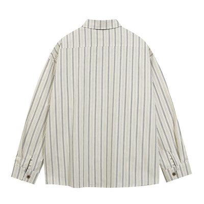 Camisa Manga Larga Estampado Letras con Rayas Verticales para Hombre - Image 20