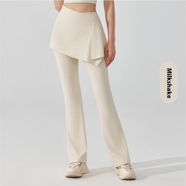 Pantalón Deportivo Dos Piezas Desmontable Cintura Alta y Falda Capri Efecto Nude