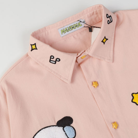 Camiseta Manga Larga Holgada con Bordado Cartoon Americano - Image 29