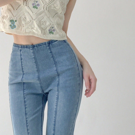 Jeans Retro Americano Cintura Alta con Efecto Levantador de Cadera para Mujer