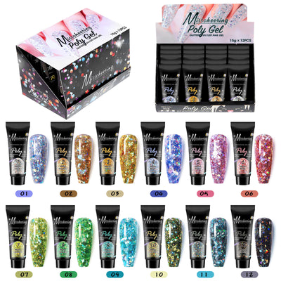 Set de 12 Colores Extensores de Uñas con Lentejuelas - Image 9