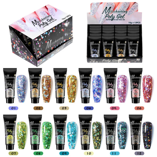 Set de 12 Colores Extensores de Uñas con Lentejuelas - Image 9