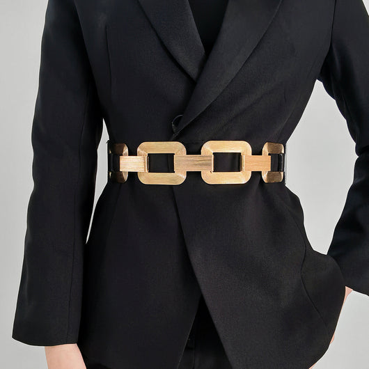 Cinturón Elástico Dorado y Negro con Cierre de Metal - Accesorio de Moda para Vestidos y Abrigos - Image 17