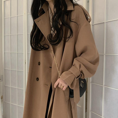 Abrigo Trinchera Retro para Mujer - Estilo Coreano Largo Holgado Otoño - Image 7