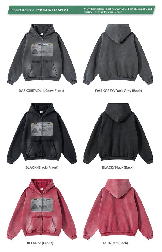Sudadera Estilo Cardigan con Cierre y Diseño Roto - Image 22
