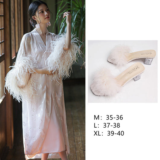 Camisón Nupcial de Plumas de Avestruz - Colección Primavera Otoño - Image 6