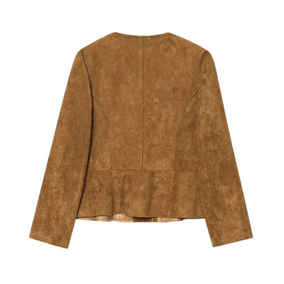 Chaqueta Abrigo Mujer Cuello Redondo Manga Larga Corte A - Image 3